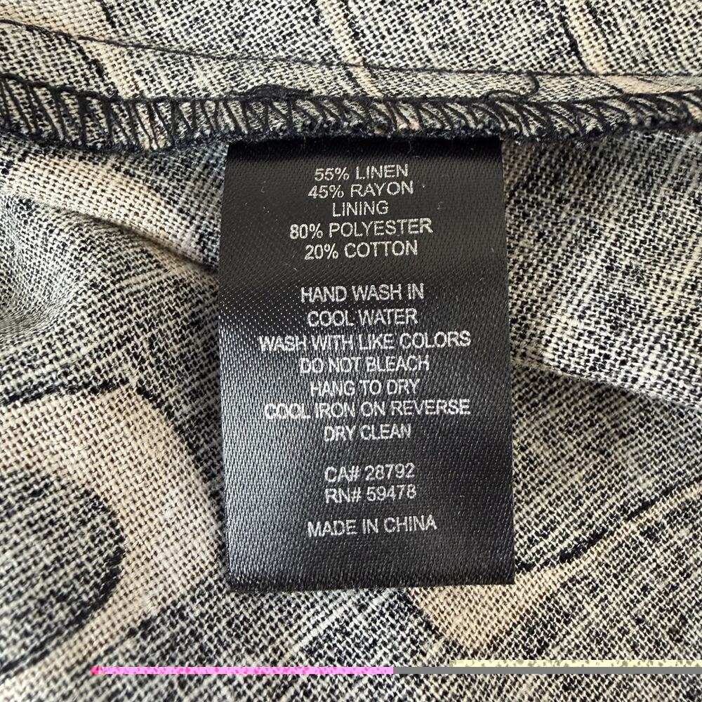 Christian Lacroix Linen Blend A-Line Square Neck Midi Dress 8 Black Tan Retro - Picture 11 of 12